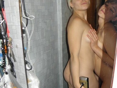 Mother and daughter making selfies