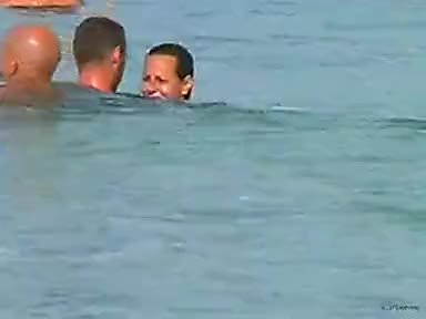 Sucking brother and boyfriend at the beach